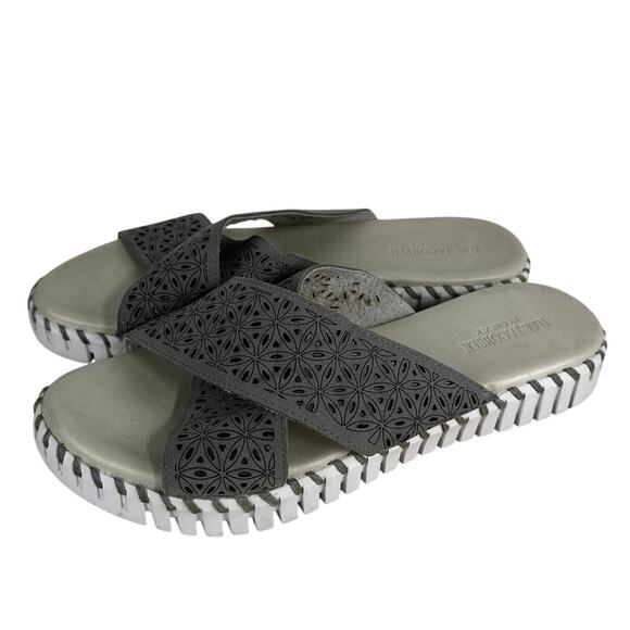 Ilse Jacobsen Hornbaek Gray Cross Band Sandal Women's Size 42 (US 12) EUC - Picture 4 of 8